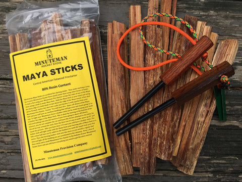 The Bug-Out Bag Pack- (1) one pound bag Maya Sticks Fire Starting Tinder  + (2) Small Minuteman Fire Starters